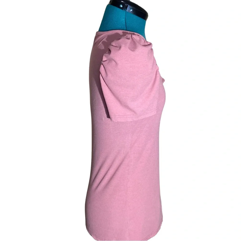 Puff-Sleeve Ribbed Tee - Picture 2 of 6